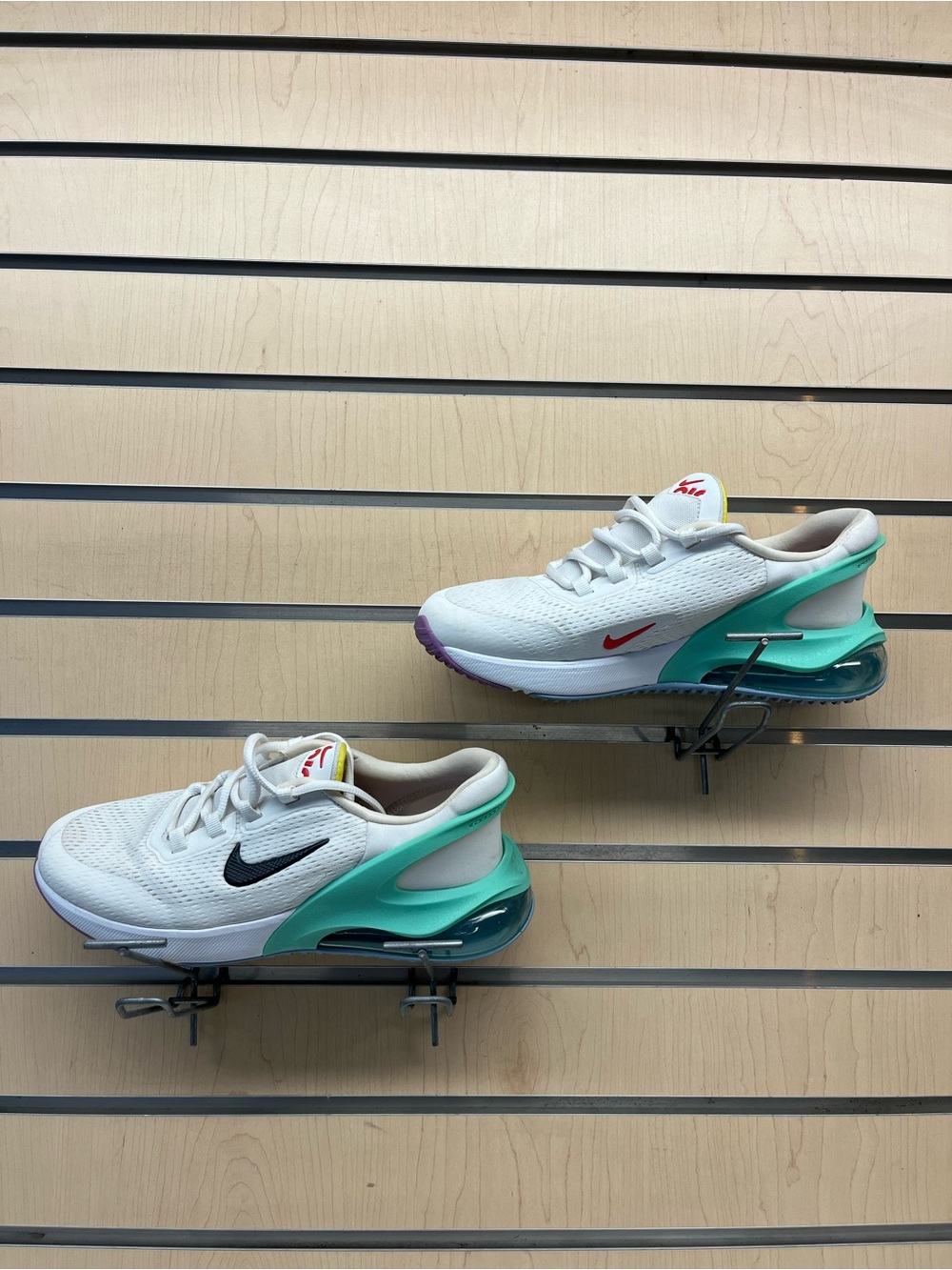 Nike Kids White Sneakers with Teal & Black Accents
